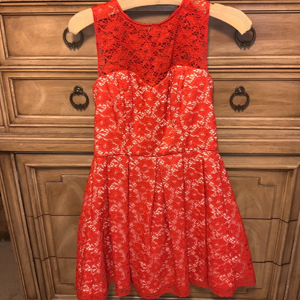 Red lace dress